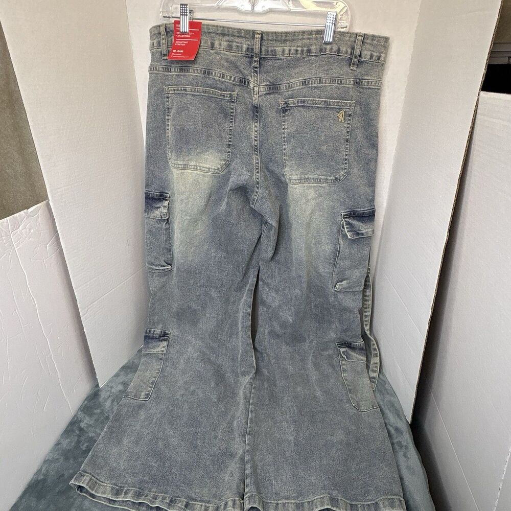 VIP Jeans Cargo Wide Leg Women’s Size 17/33 Skater Punk Stretch Sculpting - Picture 7 of 13
